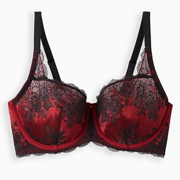 Elegant Black and Red Lace Bra - Picture 2 of 6